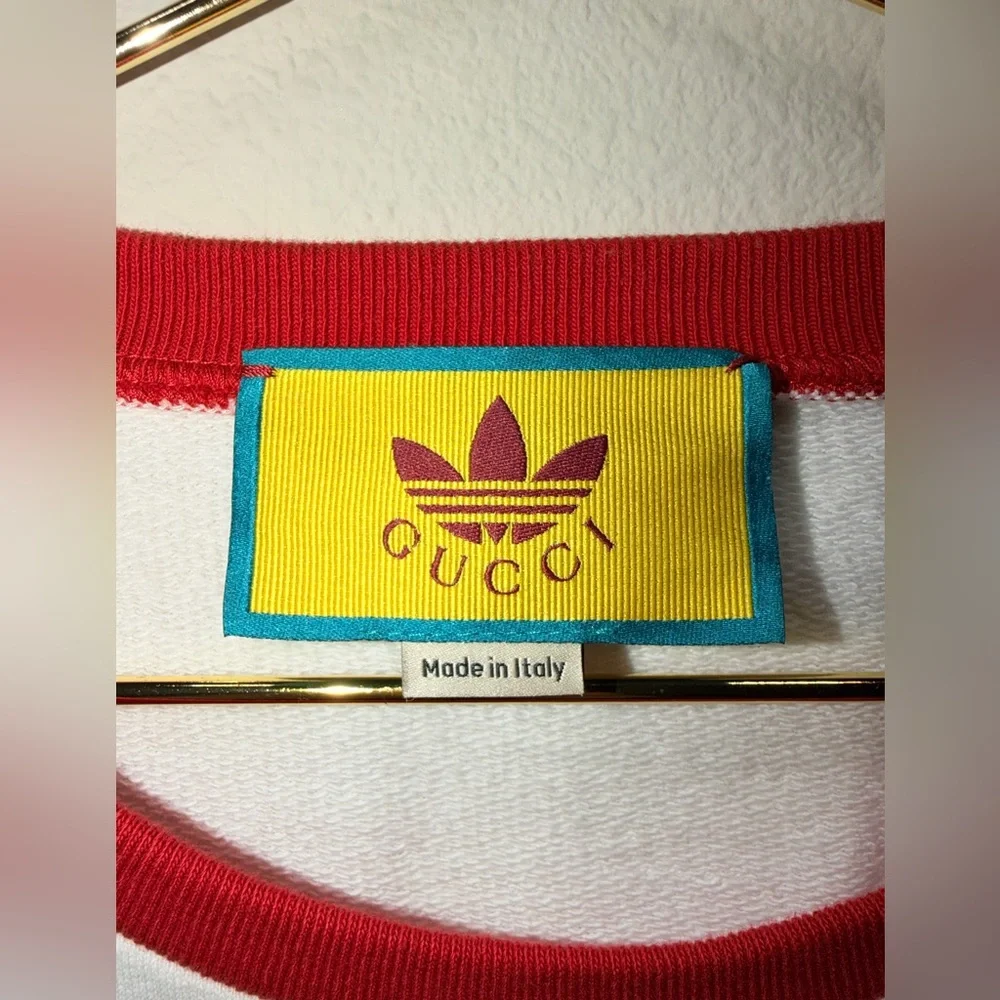 Gucci White, Blue & Red Logo Crewneck Sweater - Picture 4 of 5